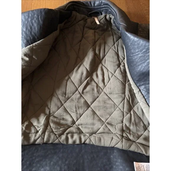 Free People Faux Black Leather Biker Jacket Size 10 - Picture 7 of 7